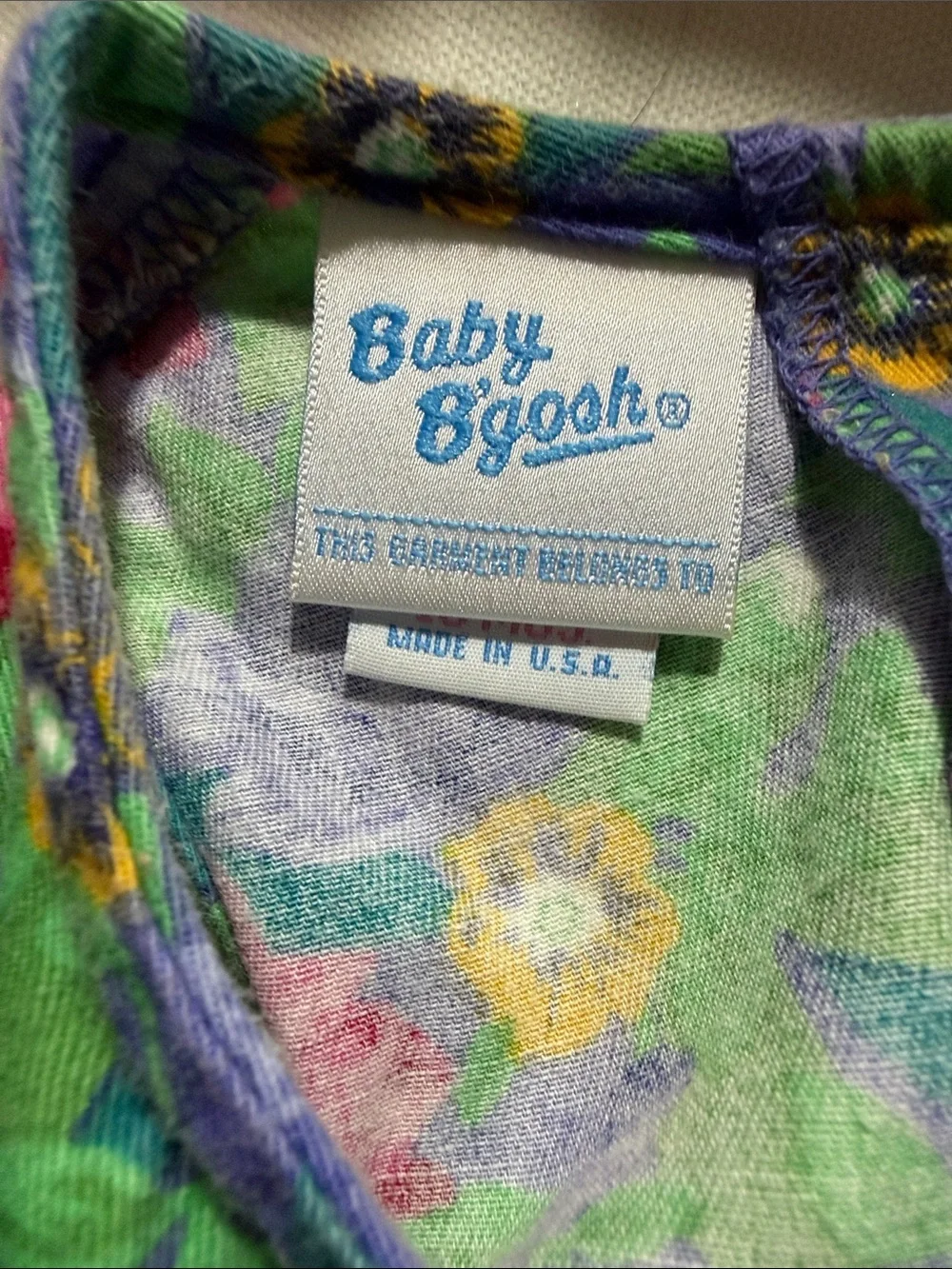 Vintage 90s Oshkosh Baby B’gosh Floral Jumper Dress Sundress USA Pink Rose 18M